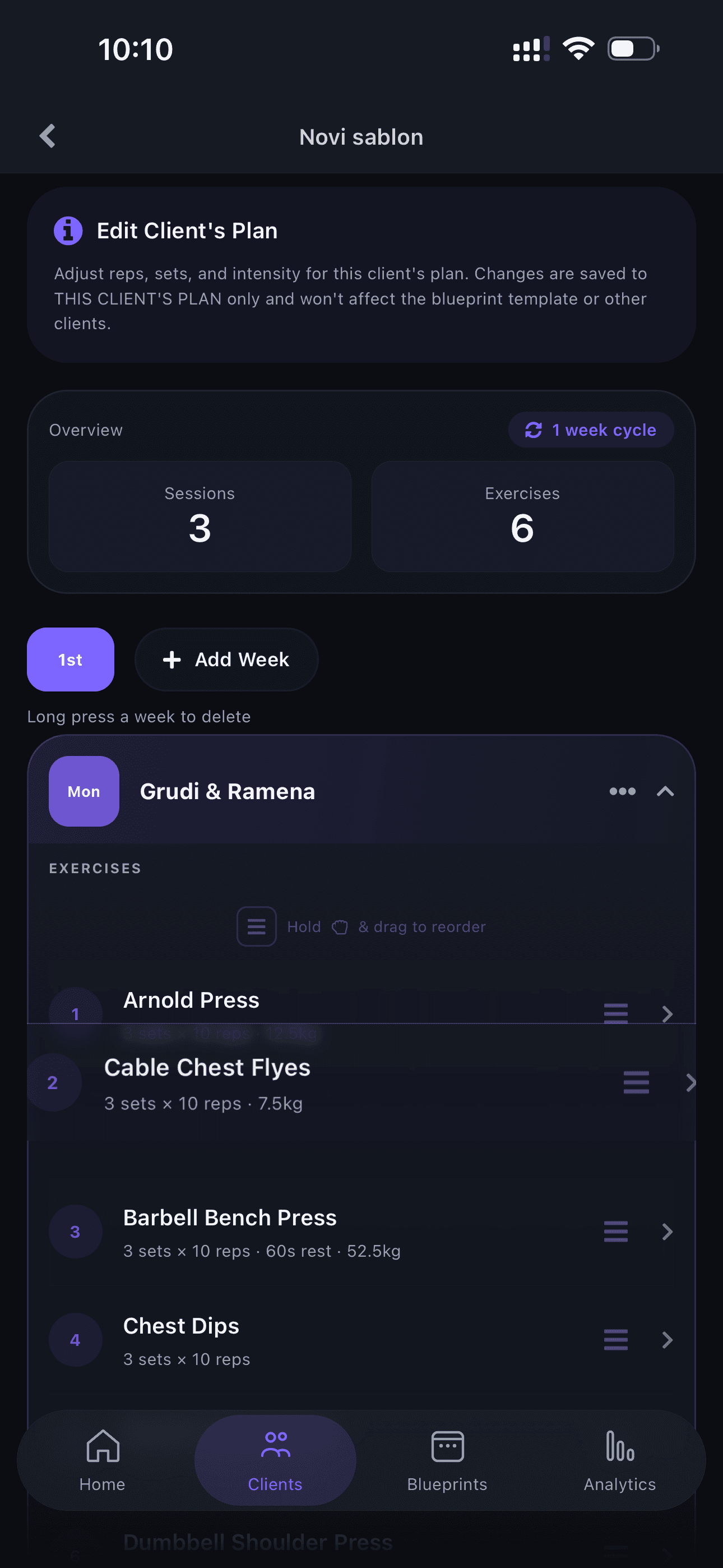 Promijenite Redoslijed Vježbi