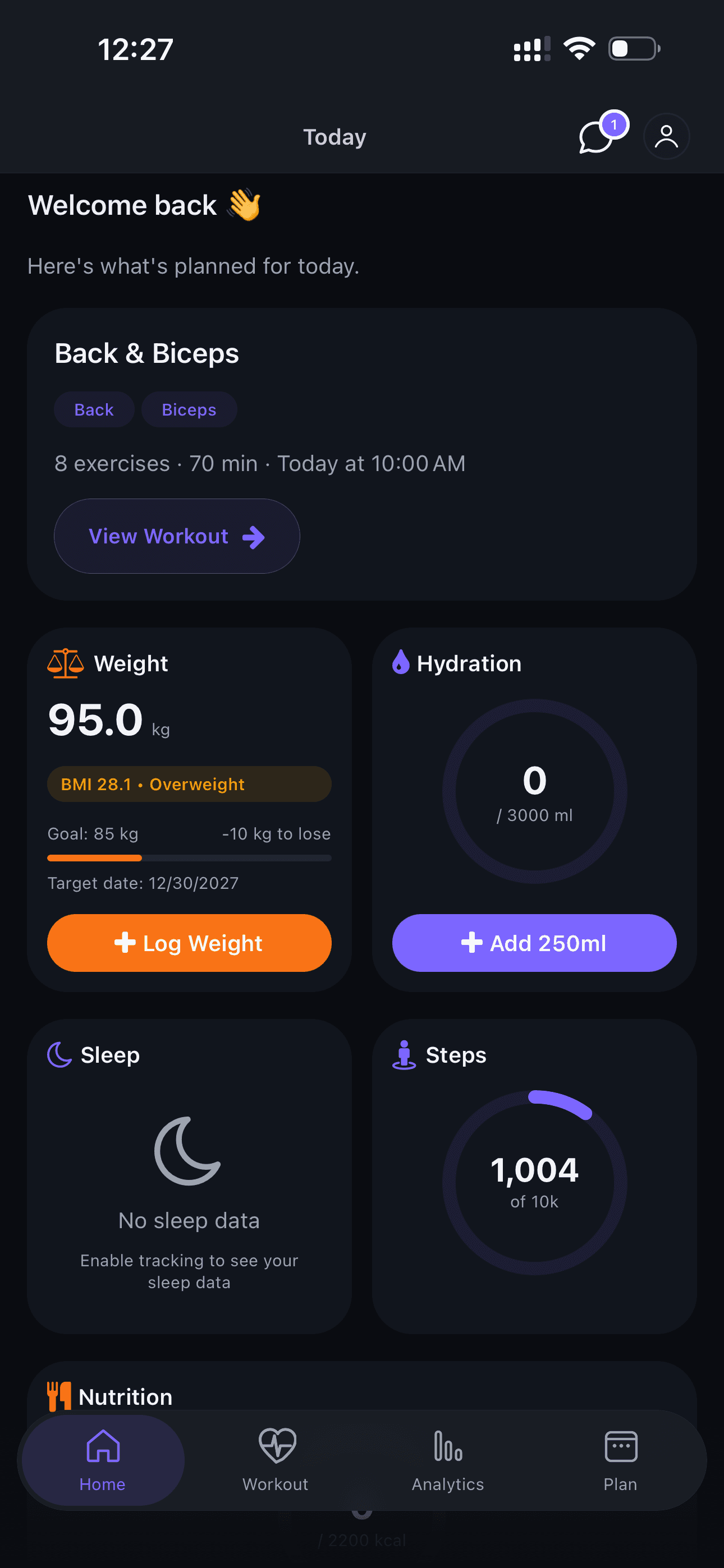 Health tracking dashboard